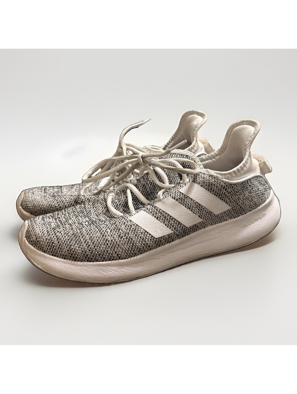 Adidas Cloudfoam Gray White Knit Running Sneakers Women’s Size 9.5